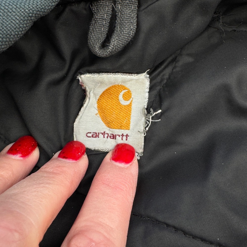 Vtg 90s Carhartt J140 Charcoal Grey Active Jacket 2XL Made in USA Red Script Tag - Picture 8 of 10